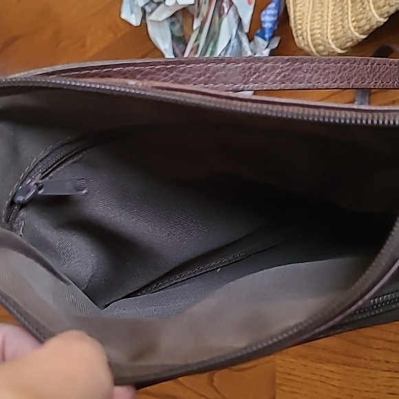 Fossil Dark Brown Leather Crossbody Multi Zipper Pockets Bag - Picture 11 of 15